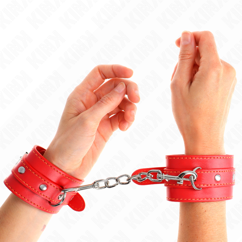 KINK - VERSTELLBARE ROTE HANDGELENKSFESSELN, SCHMAL, 21-33 CM
