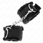 KINK – VERSTELLBARE HANDGELENKMANSCHETTEN, SCHWARZ, MIT KUNSTFELL GEFÜTTERT, 17–31 CM X 7 CM