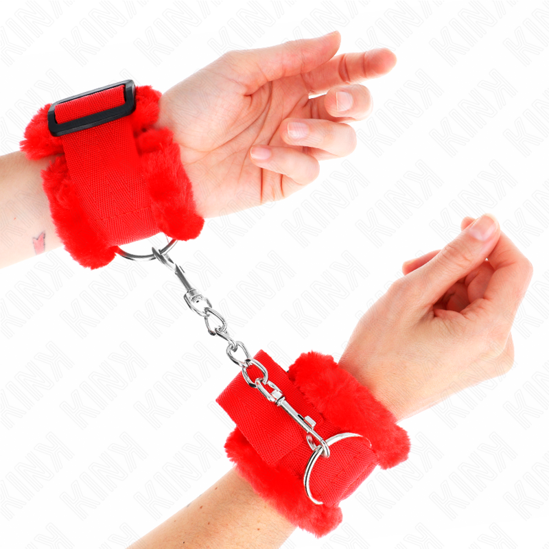 KINK - HANDGELENKSTÜTZEN, ROTES FELLGEFÜTTERT, VERSTELLBAR 17-31 CM X 7 CM