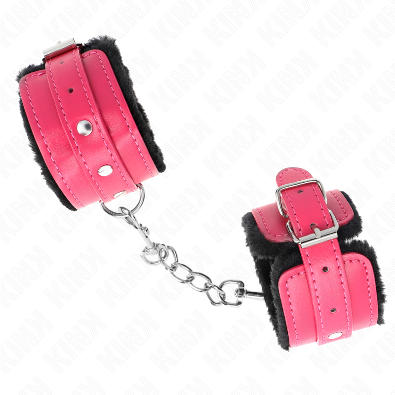 KINK - PREMIUM-HANDGELENKSTÜTZEN SCHWARZ MIT ROSA HIMBEERBAND VERDOPPELT 17-29 CM X 6 CM
