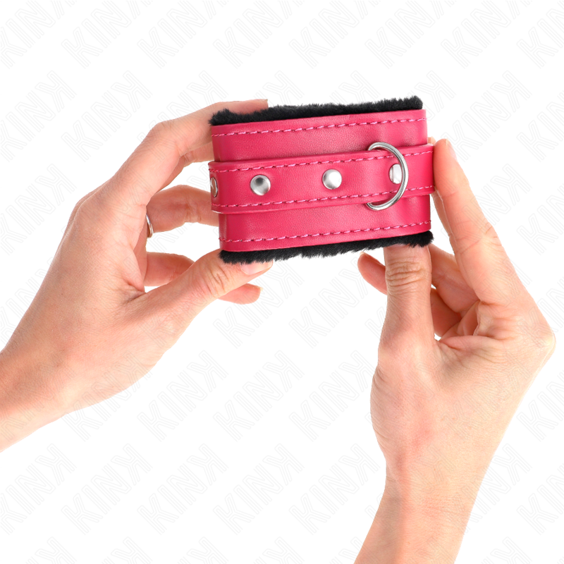 KINK - PREMIUM-HANDGELENKSTÜTZEN SCHWARZ MIT ROSA HIMBEERBAND VERDOPPELT 17-29 CM X 6 CM