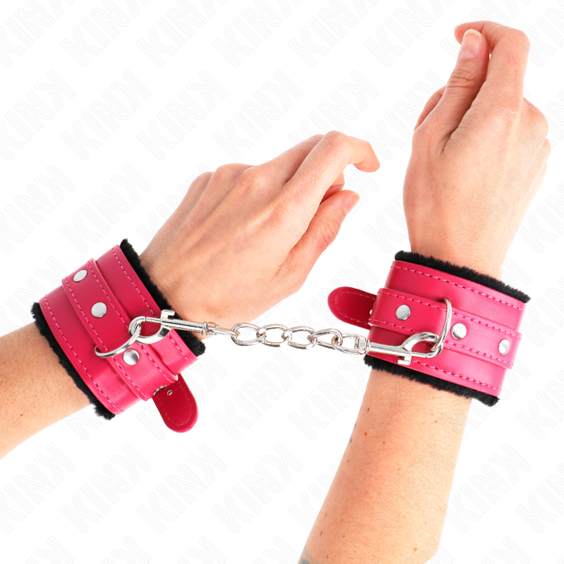 KINK - PREMIUM-HANDGELENKSTÜTZEN SCHWARZ MIT ROSA HIMBEERBAND VERDOPPELT 17-29 CM X 6 CM