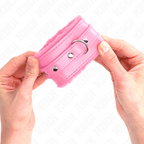 KINK – PREMIUM ROSA PELZGEFÜTTERTE HANDGELENKMANSCHETTEN MIT VERSTELLBAREM ROSA GURT 17–29 CM X 6 CM