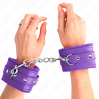 KINK – PREMIUM-PELZGEFÜTTERTE HANDGELENKMANSCHETTEN VIOLETT MIT VERSTELLBAREM VIOLETTEM RIEMEN 17-29 CM X 6 CM