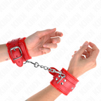 KINK - ROT GEFÜTTERTE HANDGELENKMANSCHETTEN MIT ROTEM, VERSTELLBAREM RIEMEN 17-29 CM X 6 CM