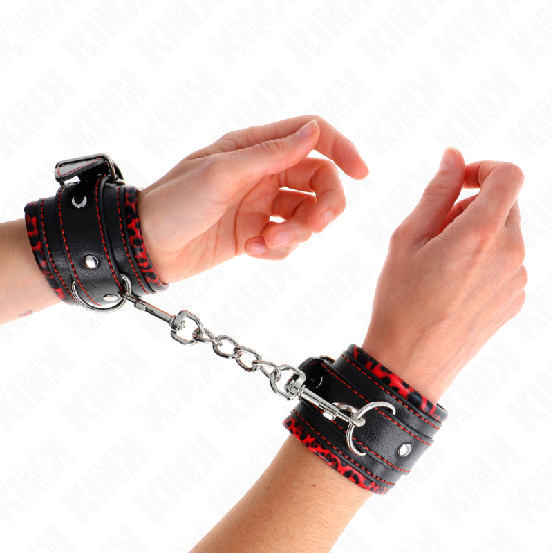 KINK - ROT/SCHWARZ GEFÜTTERTE HANDGELENKFESSEL, VERSTELLBAR 17-29 CM X 6 CM