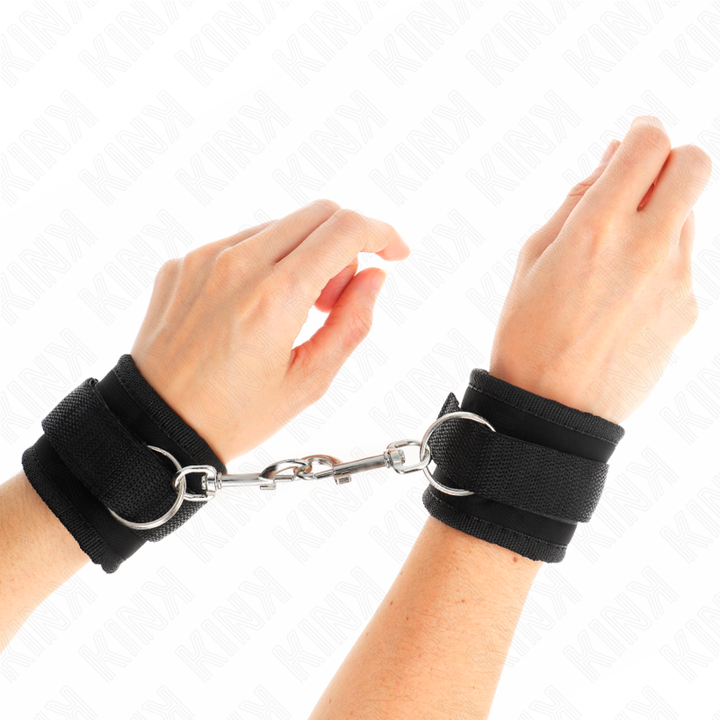 KINK - SCHWARZE NYLON-HANDGELENKMANSCHETTEN MIT KLETTVERSCHLUSS MODELL 2 VERSTELLBAR 18-35 CM X 6 CM