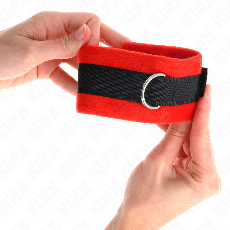KINK - MANCHETTEN ANFÄNGER PELZ SCHWARZ-ROT 30 X 7 CM