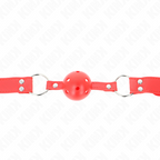 KINK - BÂILLON À BOULE DUR CREUX ROUGE COMPLET 62 x 2 CM