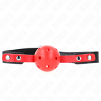 KINK - HOHLE HARTE KUGEL ROT 4 CM WITZARMBAND SCHWARZ 60 x 2 CM VERSTELLBAR 37-52 CM
