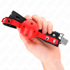 KINK - HOHLE HARTE KUGEL ROT 4 CM WITZARMBAND SCHWARZ 60 x 2 CM VERSTELLBAR 37-52 CM