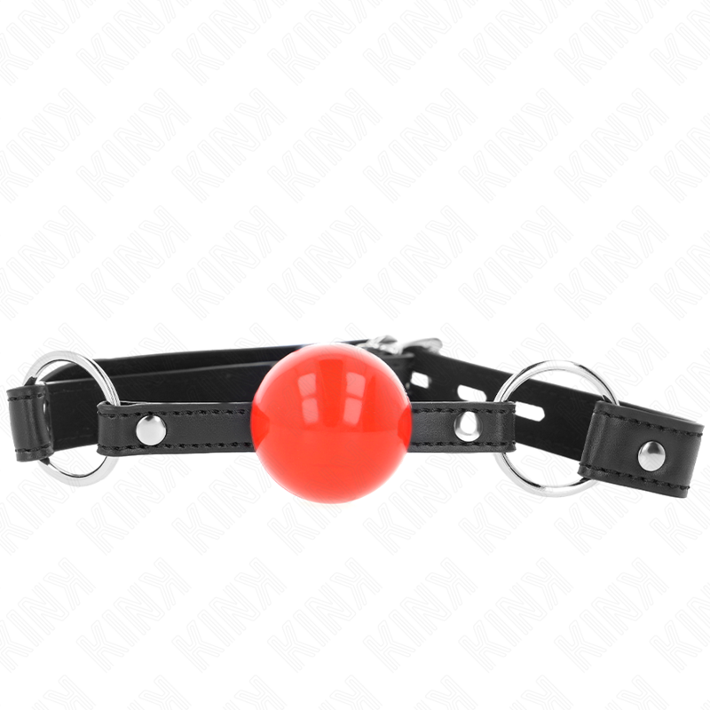 KINK - BALLKNEBEL 4 CM MIT SCHLOSS ROTER BALL SCHWARZES ARMBAND 60 x 2 CM