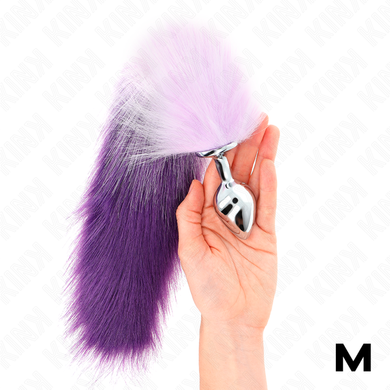 KINK - ANALPLUG GRÖSSE M 8 X 3,5 CM MIT SYNTHETISCHEM SCHWANZ 40 CM VIOLETT