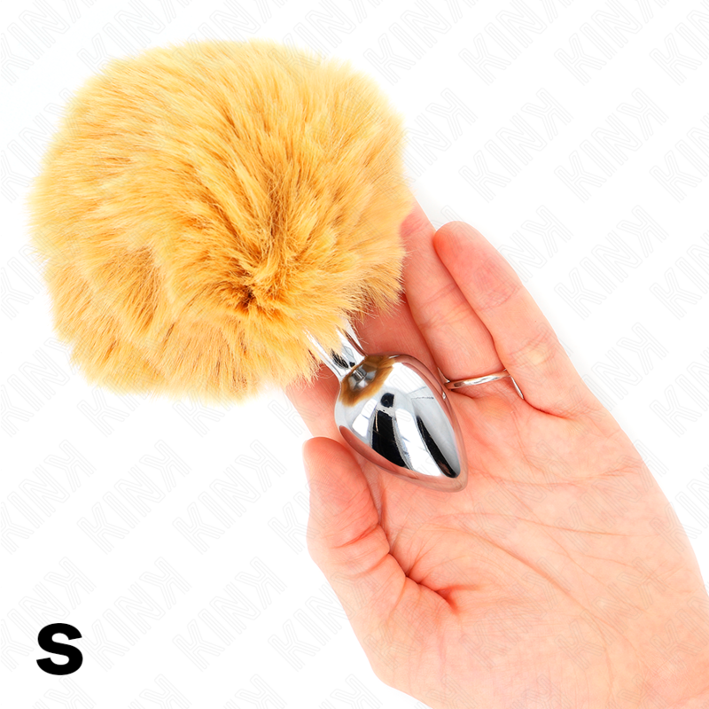 KINK - EDELSTAHL-ANALTAMPER 7 x 3 CM MIT BEGEM KANINCHENFELLSCHWANZ 8 CM