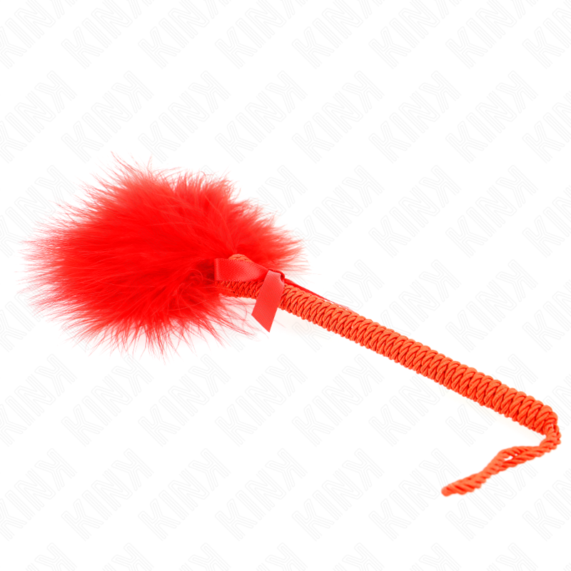 KINK - Nylonseil-Angel mit Kitzel-Federn und rotem Knoten 25 cm