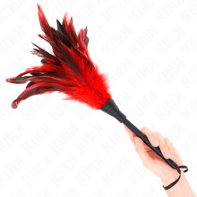 KINK - ROTES HORNFÖRMIGES HÜHNERFEDER-TICKLER 36 CM