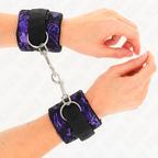 KINK - HANDGELENKMANSCHETTEN KURZ AUS SAMTSPITZEN UND LILA/SCHWARZEM NYLONBAND 23 X 6,5 CM