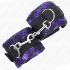 KINK - HANDGELENKMANSCHETTEN KURZ AUS SAMTSPITZEN UND LILA/SCHWARZEM NYLONBAND 23 X 6,5 CM
