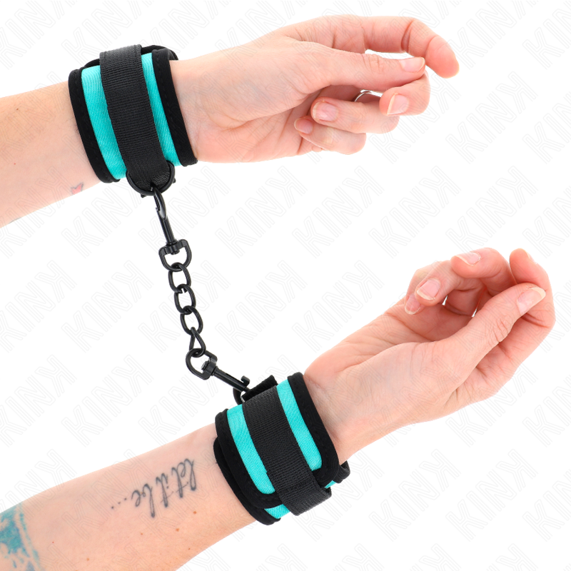 KINK - VERSTELLBARE NYLON-HANDGELENKFESSEL MIT KLETTVERSCHLUSS SCHWARZ-BLAU 18-32 CM X 5 CM