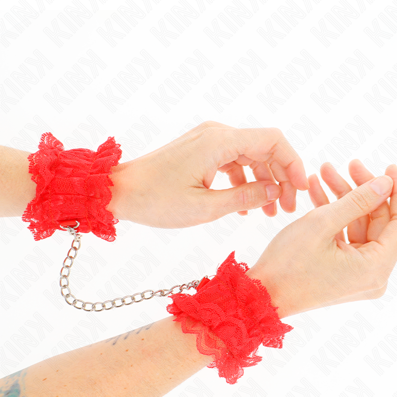 KINK - ELASTISCHE SPITZEN-HANDSCHELLEN ROT
