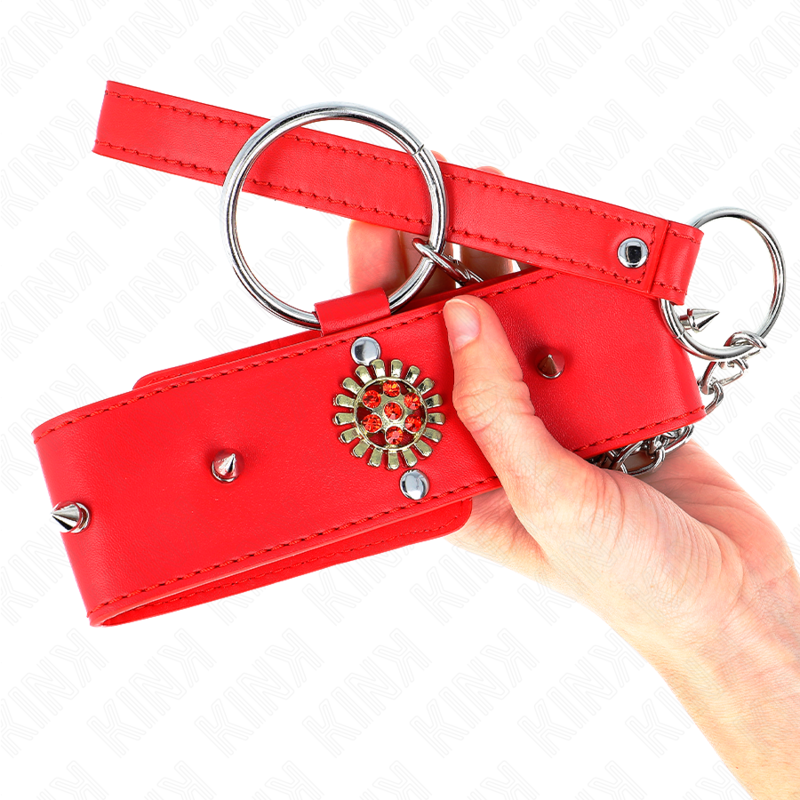 KINK - ROTES DIAMANTENHALSBAND MIT VERSTELLBARER GÜRTEL 65 CM (35-51 CM X 7 CM)