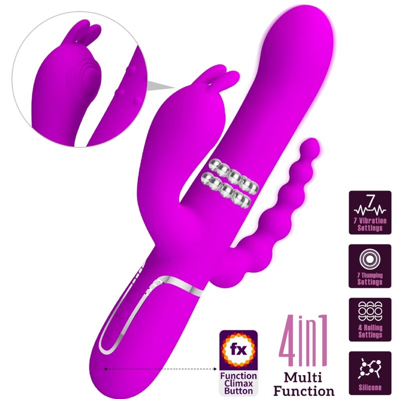 PRETTY LOVE - CAMMY MULTIFUNKTIONALER 4-IN-1-TRIPLE-VIBRATOR ROSA