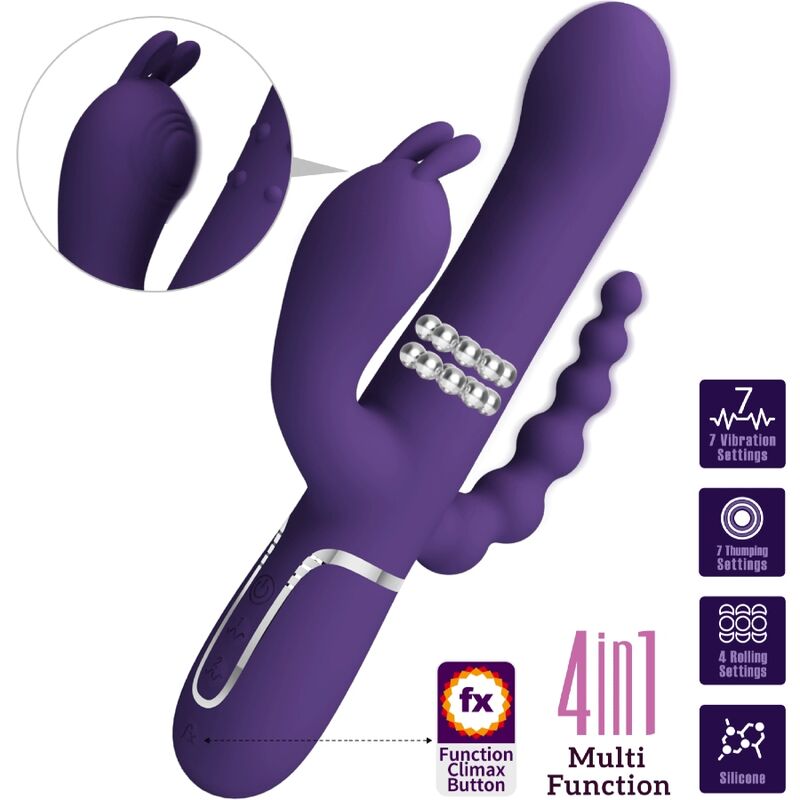 PRETTY LOVE - CAMMY MULTIFUNKTIONSDREIFACHVIBRATOR 4-IN-1 VIOLETT