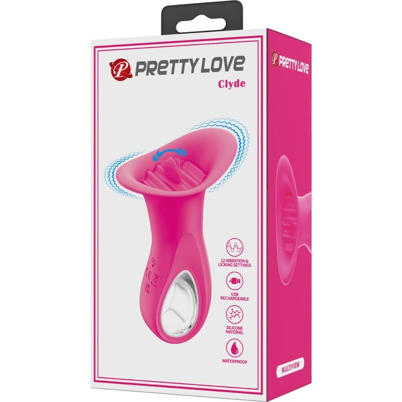 PRETTY LOVE - CLYDE ORALVIBRATOR ZITTERNDE ZUNGE 12 VIBRATIONEN ROSA
