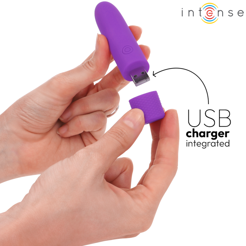 INTENSE - SYMONE BULLET VIBRATOR USB-WIEDERAUFLADBAR 8 VIBRATIONSSTUFEN VIOLETT 10 X 2,2 CM