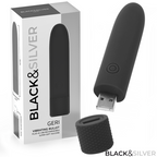 BLACK & SILVER - GERI BULLET VIBRATOR AUFLADBAR USB 8 VIBRATIONEN SCHWARZ 10 X 2,2 CM