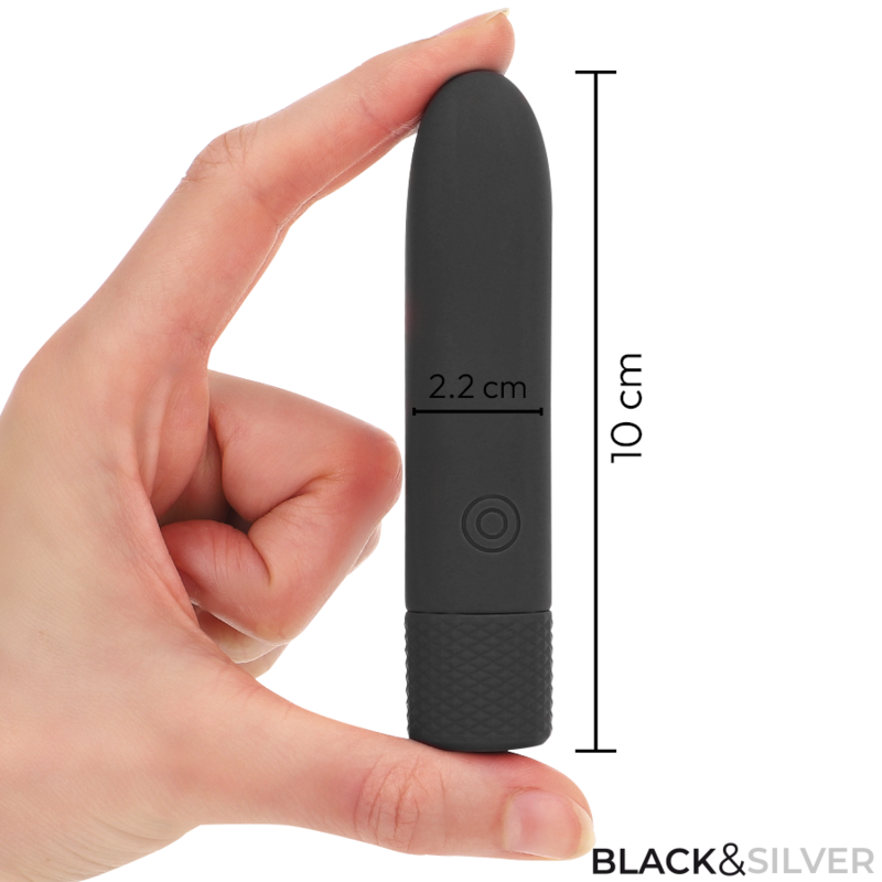 BLACK & SILVER - GERI BULLET VIBRATOR AUFLADBAR USB 8 VIBRATIONEN SCHWARZ 10 X 2,2 CM