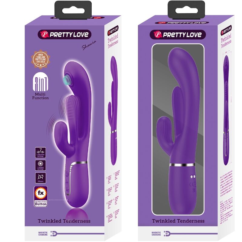 PRETTY LOVE - SHANIA TRIPLE RABBIT MULTIFUNKTIONALER VIBRATOR VIOLETT