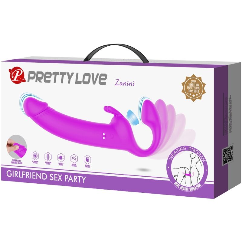 PRETTY LOVE - ZANINI STRAPLESS STRAP-ON 10 VIBRATIONS VIOLETT