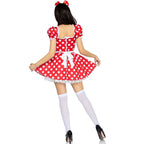 LEG AVENUE - GEPUNKTETES KLEID + ROT/WEISSES STIRNBAND M