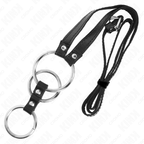 KINK - DREIFACHER METALL-PENISRING 3,8 CM BIS 5 CM MIT 112 CM LEDERGÜRTEL