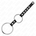 KINK - DOPPELPENISRING AUS METALL VON 3,8 CM BIS 5 CM MIT LEDERVERBINDUNG