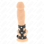 KINK - DREIFACHER PENISRING AUS LEDER MIT DRUCKKNOPFVERSCHLUSS