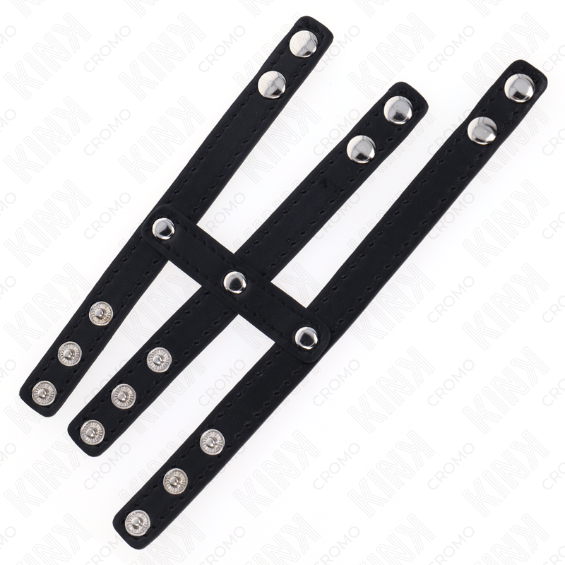 KINK - DREIFACHER PENISRING AUS LEDER MIT DRUCKKNOPFVERSCHLUSS