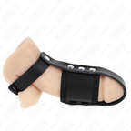 KINK - PENISKÄFIGRING AUS LEDER MIT GEFÜTTERTEM, VERSTELLBAREM HODENSEPARATIONSBAND