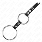 KINK - DOPPELPENISRING 3,8 CM BIS 5 CM MIT LEDER VERBUNDEN