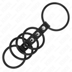 KINK - 5 SILIKON-PENISRINGE VON 3,8 CM BIS 4,8 CM, MIT LEDER VERBUNDEN