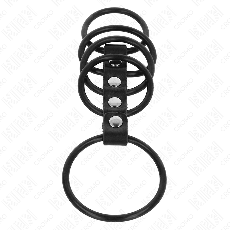 KINK - 5 SILIKON-PENISRINGE VON 3,8 CM BIS 4,8 CM, MIT LEDER VERBUNDEN