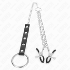KINK - PENISRING AUS METALL MIT KETTE UND VERSTELLBAREN BRUSTWARZENKLEMMEN
