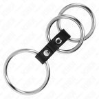 KINK - METALL TRIPLE PENISRING 3,7 CM BIS 5 CM MIT LEDER VERBUNDEN