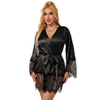SUBBLIME - 953805 PYJAMA DENTELLE ÉLÉGANT + STRING NOIR L/XL