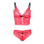 SUBBLIME - 953898 NACHTBLUSE AUS SEIDE UND SPITZE + ROTER SLIP S/M