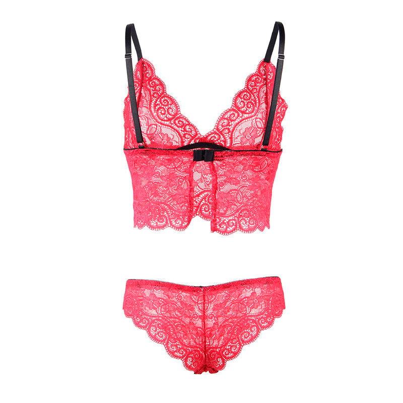 SUBBLIME - 953904 NACHTBLUSE AUS SEIDE UND SPITZE + ROTES HÖSCHEN L/XL