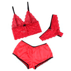 SUBBLIME - 953904 CHEMISIER DE NUIT EN SOIE ET DENTELLE + CULOTTE ROUGE L/XL