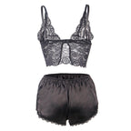 SUBBLIME - 953928 NACHTBLUSE AUS SEIDE UND SPITZE + SCHWARZER SLIP L/XL