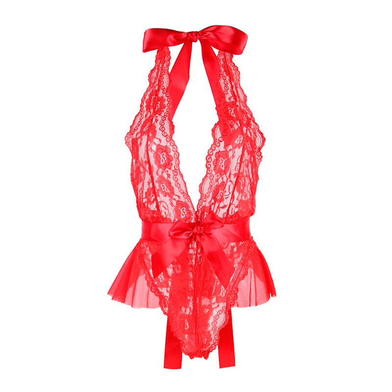 SUBBLIME - 953973 BODY SEXY MIT RÜSCHEN + GÜRTEL ROT S/M